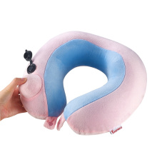 Soft Flocking U-Shape Portable Inflatable Electric Heating Neck Massage Pillow For Nap Travel Office Home